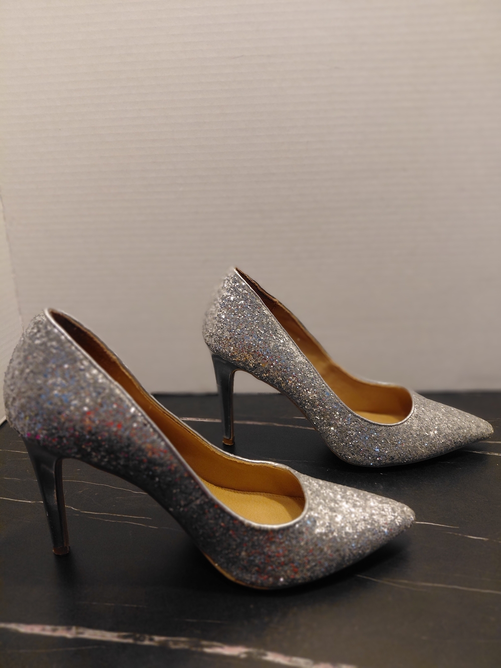 Christian Siriano Silver Glitter Pointed Pumps
